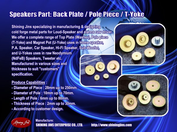 Speaker Parts Back Plate And Pot