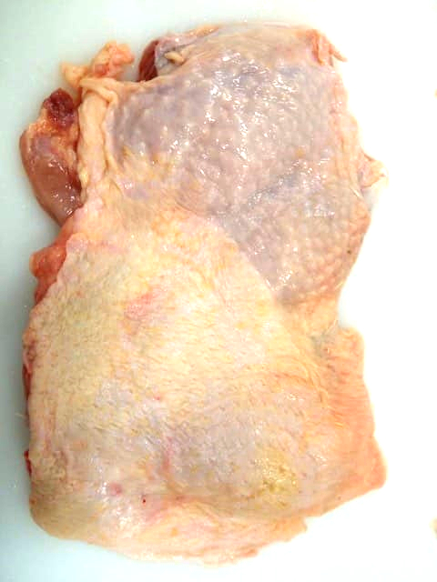 Boneless  chicken leg meat skin on