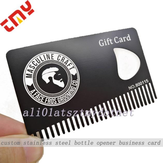 Unique Knife Stainless Steel Black Metal Bottle Opener Business Card Luxury