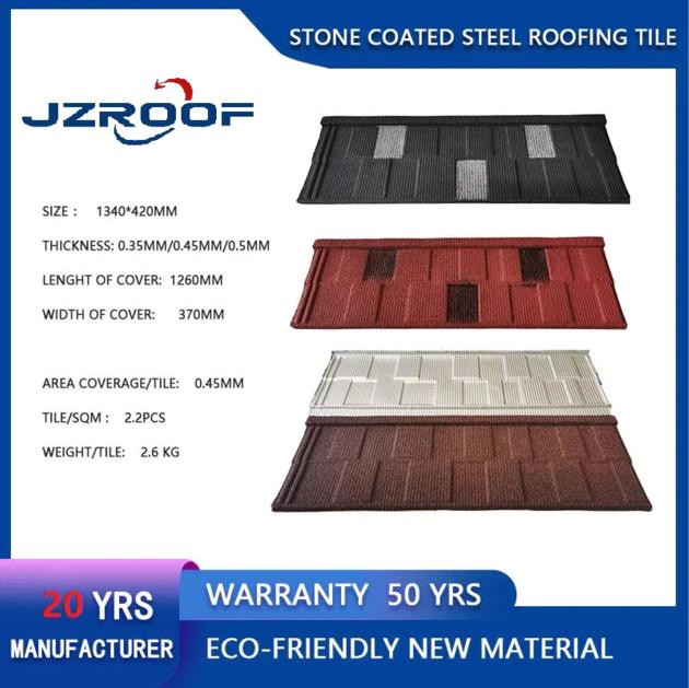 Aluminum Zinc Material 0.35mm 0.4mm 0.45mm 0.5mm Stone Coated Metal Bond Roofing Tile