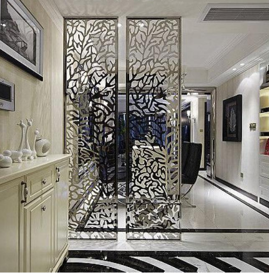 Laser cut stainless steel partition  for living room