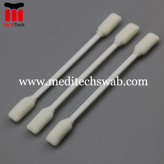 DOUBLE HEADED FOAM SWABS WITH WHITE PLASTIC HANDLE