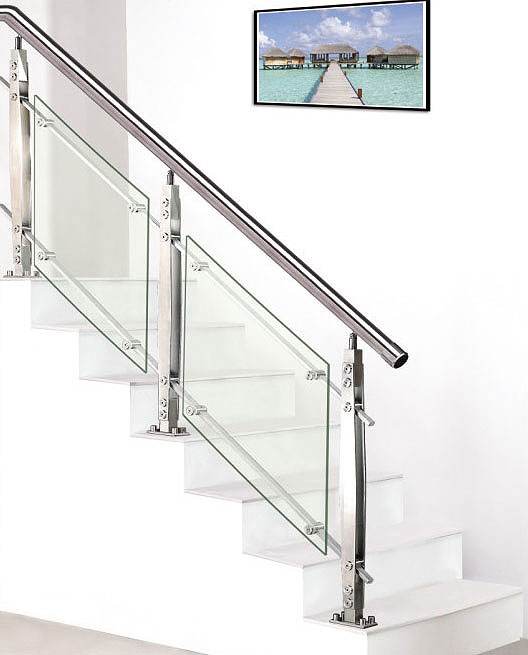 stainless steel and glass handrail