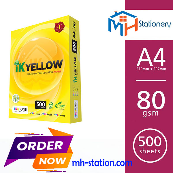 IK Yellow A4 80 gsm copy paper wholesale