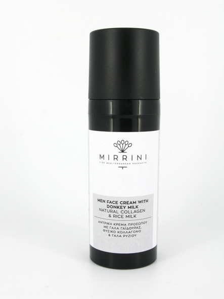 Mirrini Male Face Cream with Natural Collagen, Rice Milk, 30 % Donkey Milk and Vitamins E & A, 50ml