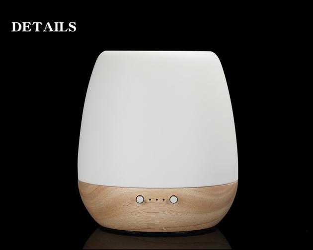 Mona-Portable Wooden Base White Electric Ultrasonic Diffuser With Light