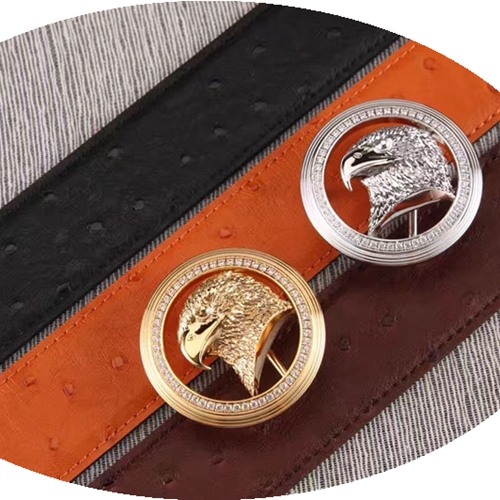 Eagle Head Belt Male Ostrich Grain