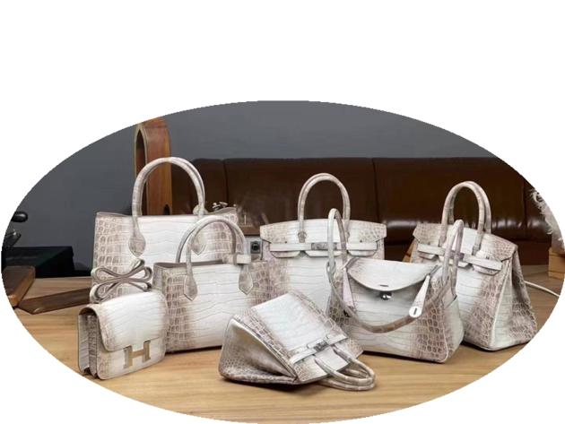 Gradient Himalayan Platinum Imported Nile Crocodile Leather Women's Handbag 25CM Support 