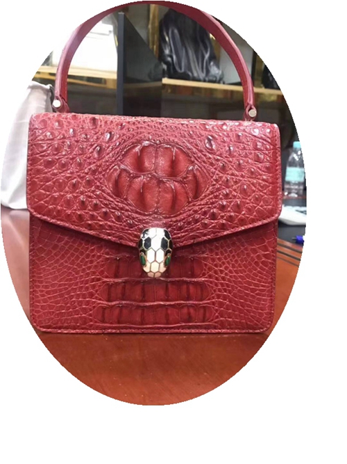 Leather Crocodile Pattern Snake Head Envelope