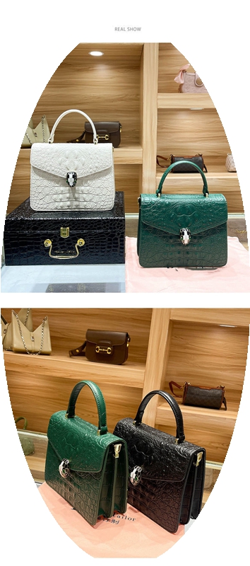 Leather Crocodile Pattern Snake Head Envelope