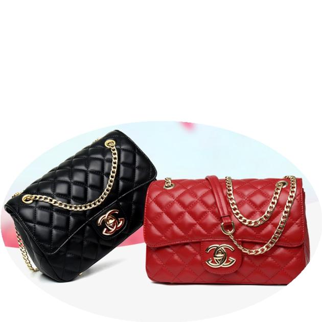 Leather Fashion Women's Bag New Trend Line Diamond Chain Bag Small Fragrance Style Shoulder Messenge