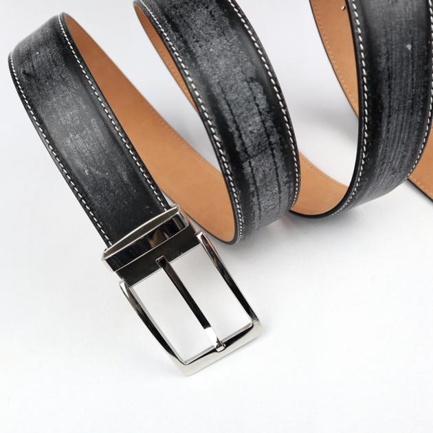 Monisa British Horse Rein Leather Stainless Steel Pin Buckle Men Leather Belt