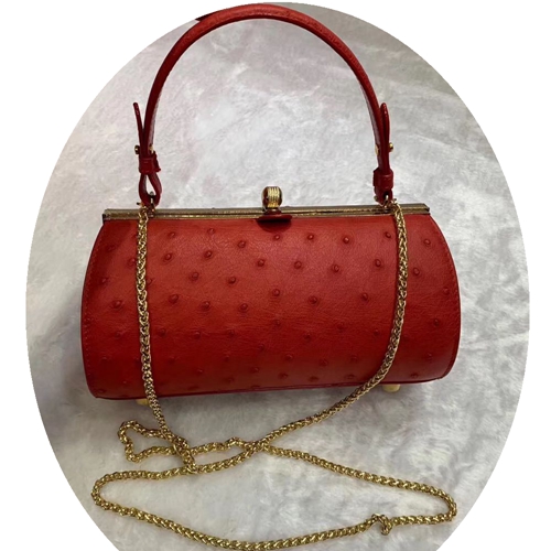 New Ostrich Leather Ladies Handbag Messenger
