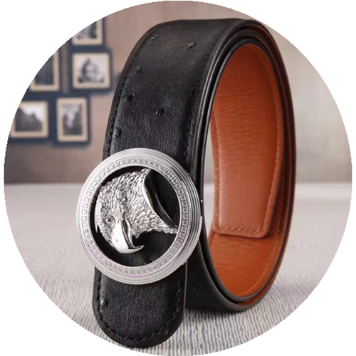 Eagle Head Belt Male Ostrich Grain