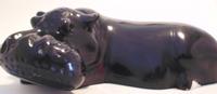 Sleeping Black Hippo Soapstone Carving