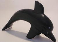 Handmade Black Dolphin Soapstone Sculpture 