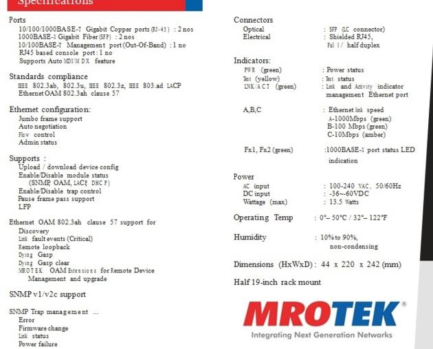 MRO TEK Managed Gigabit Media Converter