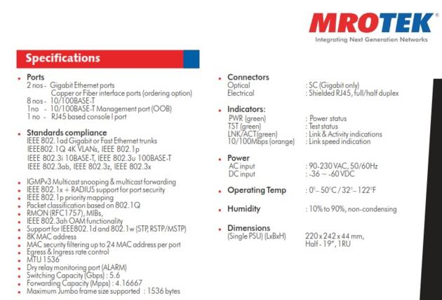 MRO TEK Mogralite 208 Ethernet Aggregation