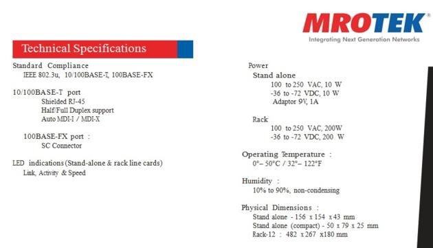 MRO TEK Fast Ethernet Media Converter