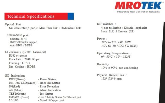 MRO TEK TDM Over Ethernet Access