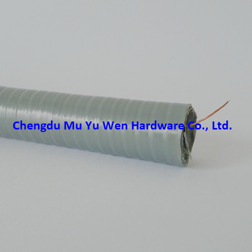 Liquid tight flexible metallic conduit with grey PVC covered