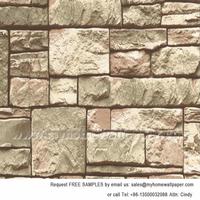 Modern Stone Design 3D Hotel Decoration Vinyl Wallpaper (#070602)