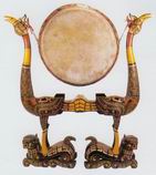 Chinese Antique Lacquerware, Handicraft/Drum Rack with Tiger & Phoenix