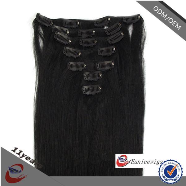 Wholesale Remy Cheap 100% Human Hair Black and Grey Color Clip in Hair Extension free Sample