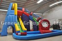 Twister water slide with pool