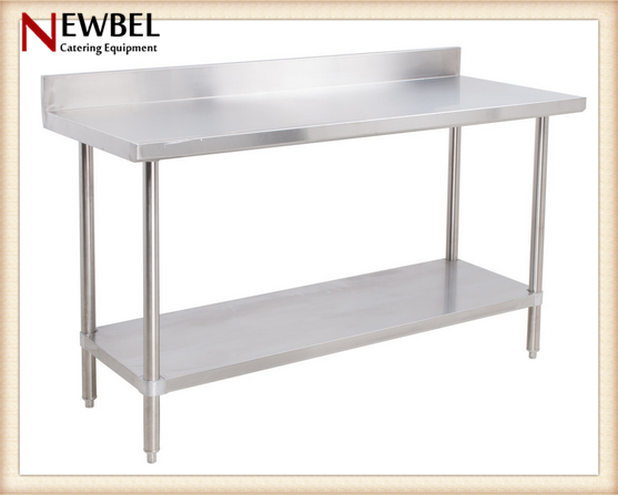 Stainless steel equipment worktable with backsplash for kitchen use