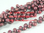 wholesale 6-7mm wine red wheat freshwater pearl strand
