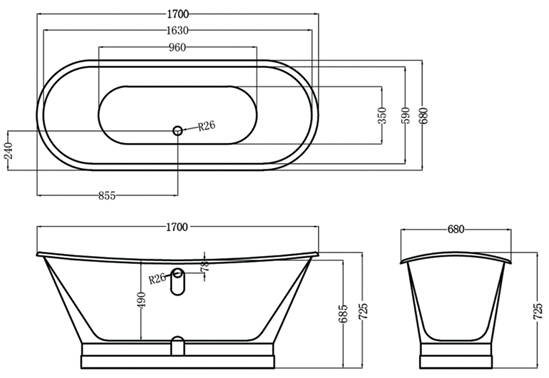Cast Iron Bathtub In A Mirror