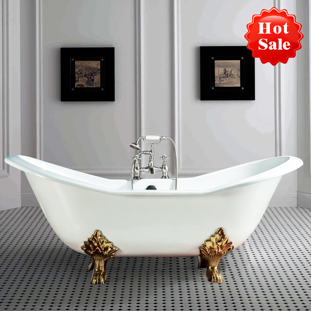 Double-headed cast iron bathtub.