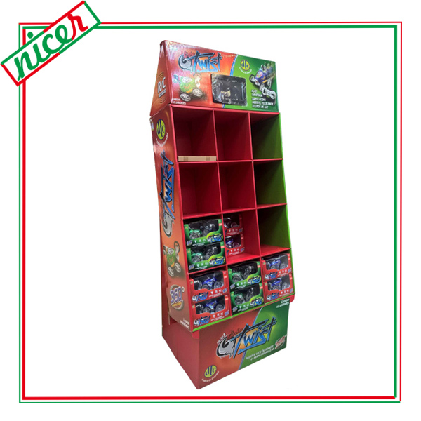 RC Car Toys Cardboard Shelf Display With LCD Monitor