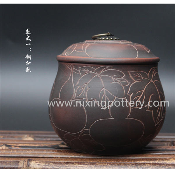 Nixing Pottery Vintage Tea Caddy Handmade Clay Tea Canister