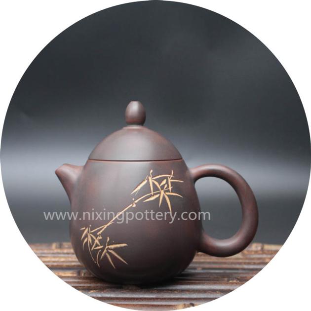Bamboo Engraving Purple Clay Teapot Pottery Tea Ware Gift Box