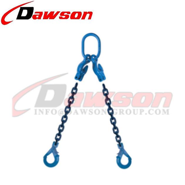 G100 Double Leg Lifting Chain Slings / Grade 100 Adjustable 2 Leg Chain Sling 
