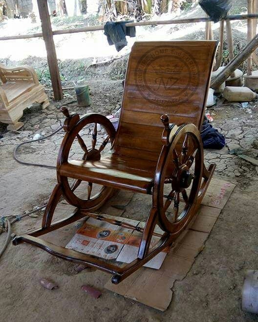 Teak Rocking Chair Model Wheel