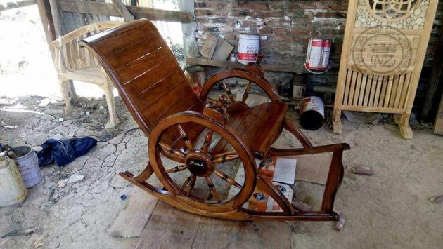 Teak Rocking Chair Model Wheel