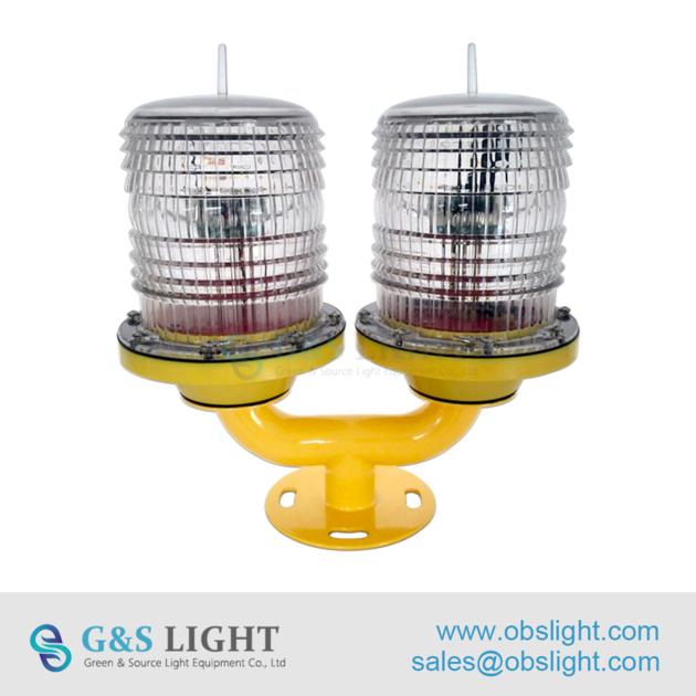 Low Intensity Double Solar Powered LED Aviation Obstruction Lights/Aircraft Warning Lights