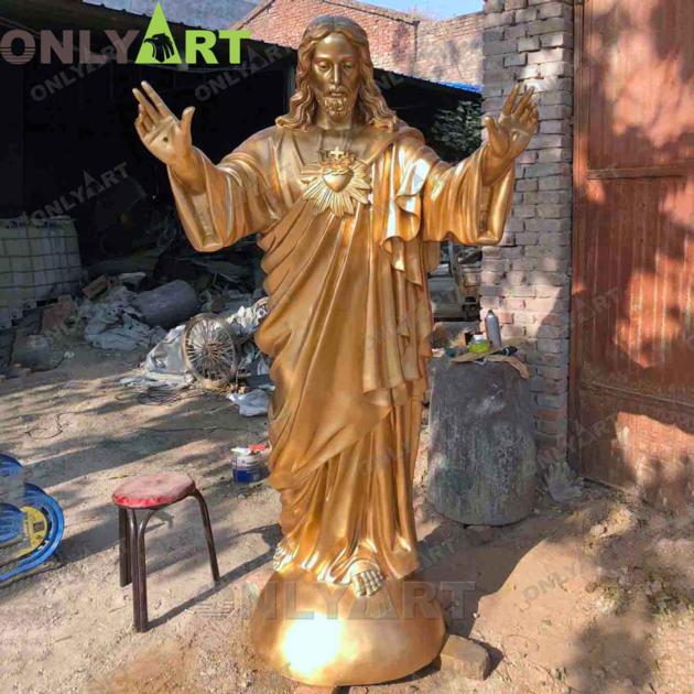 Onlyart Custom Religious Bronze Life Size Sacred Heart of Jesus Statue