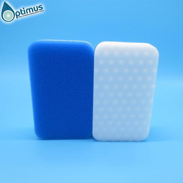 customized cleaning sponge 2 two layers white magic sponge and blue pu sponge