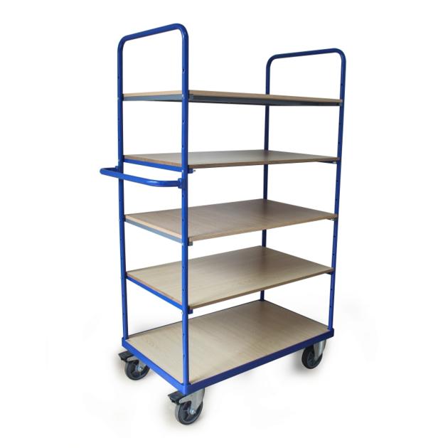 4 Shelves of Shelf Trolley with Single Horizontal Push Bar