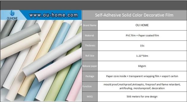 Matte Self Adhesive Wallpaper Removable Solid