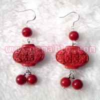 6.5cm Red Lantern Lacquerwork Earring
