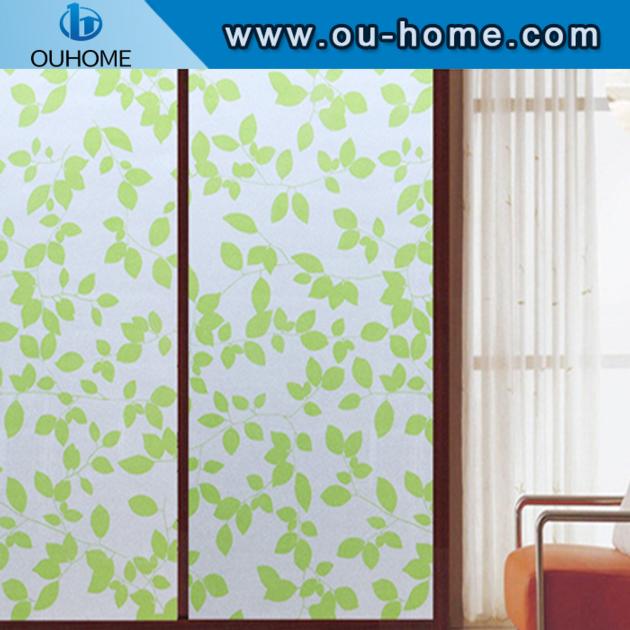 BT847 Stained Green Leaves Glass Window