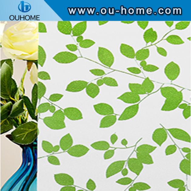 BT847 Stained Green Leaves Glass Window