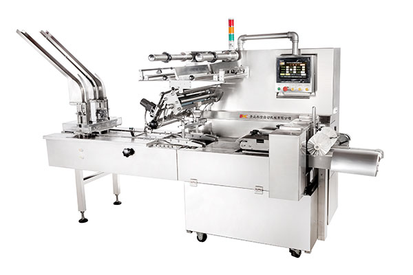 Double lane ultrahigh-speed medicine board pillow wrapping machine
