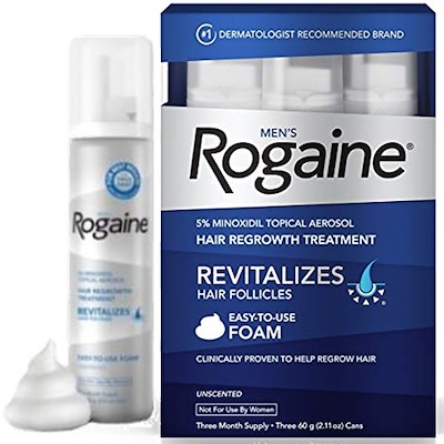 Rogaine Men's Foam Hair Regrowth Treatment Unscented Revitalizes Follicle