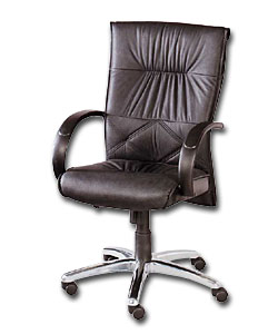 Luxury Black Leather Faced Gas Lift Swivel Chair
